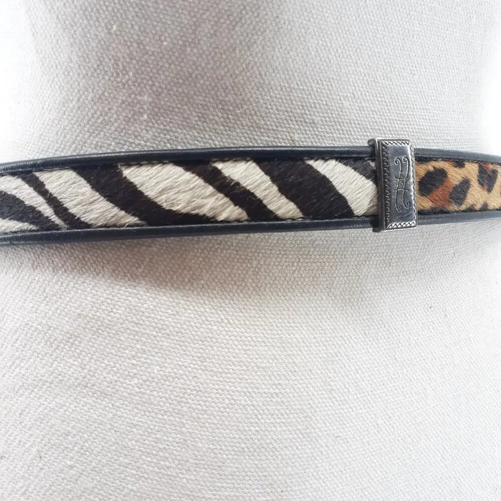 Vintage Brighton Calf Hair Fur Zebra leopard Croc Medium Belt M